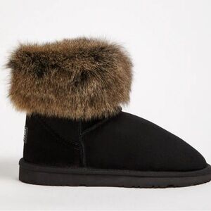 Mini  black Uggs with Fox fur